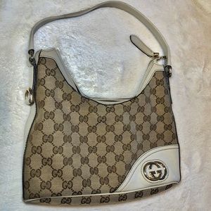 Gucci Canvas Mini Brit Monogram Hobo Shoulder Bag